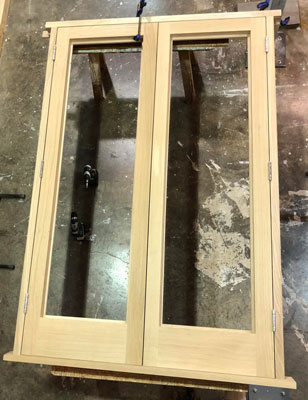 french timber doors being prepared in our workshop  