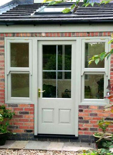 rear timber door and sash windows external  