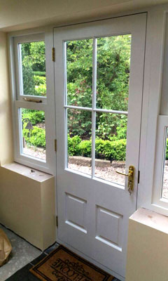 rear timber door and sash windows  