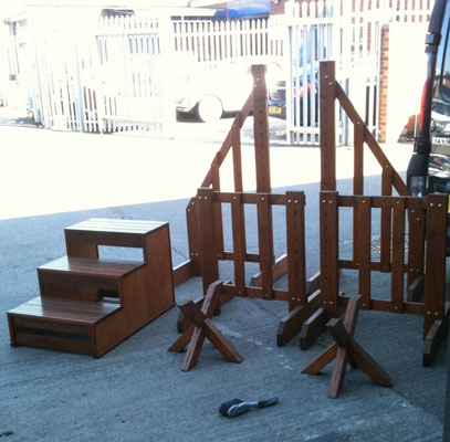 custom timber horse jump ends and mounting block